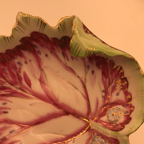 VTG Andrea by Sadek Handpainted Leaf Trinket Dish/Bowl - Picture 7 of 10